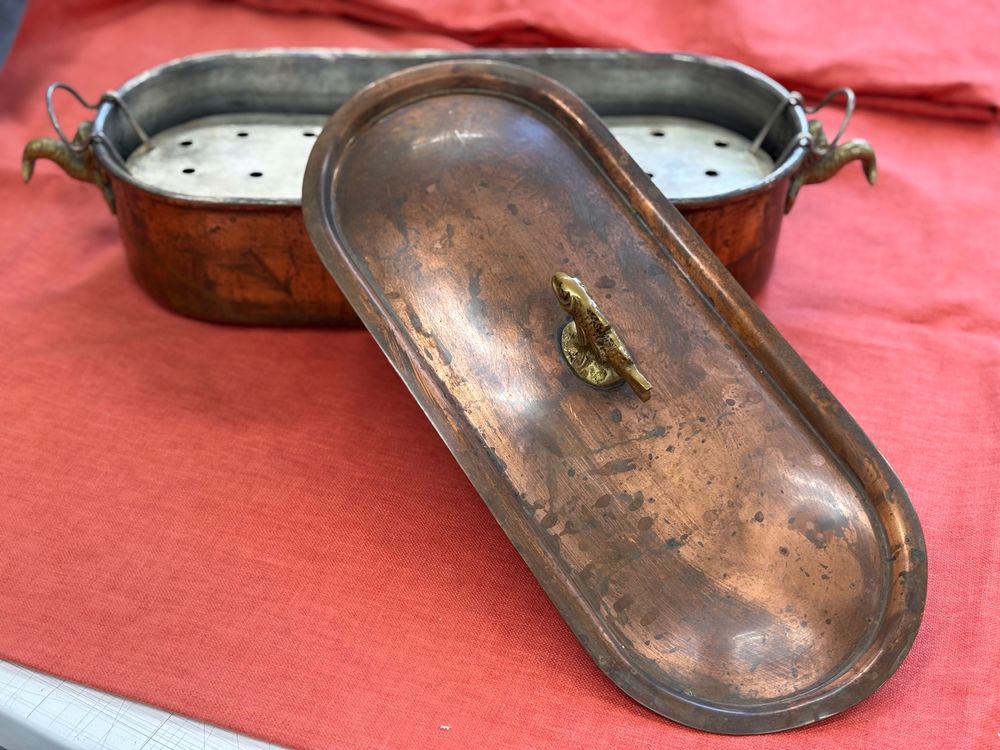 Grande Poissonnière Professionnelle Tournus En Aluminium, Avec Couvercle (occasion Vintage)