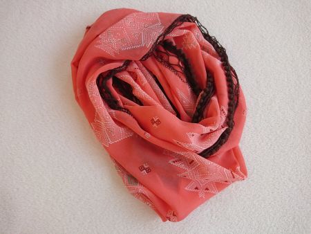 Damen Foulard Loop Schal ca. 45cm x 70cm Orange Braun Tönen