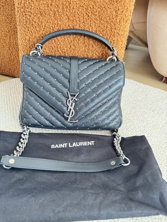 Saint Laurent Collège Chain Bag Studded Black Leather bag