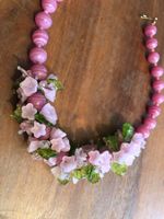 GABLONZER GLASBLÜTEN Collier.Rosa farben
