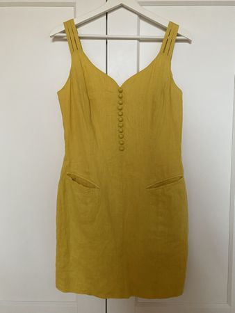 Betty Barclay Yellow Linen Dress, Size 36, Summer🌞