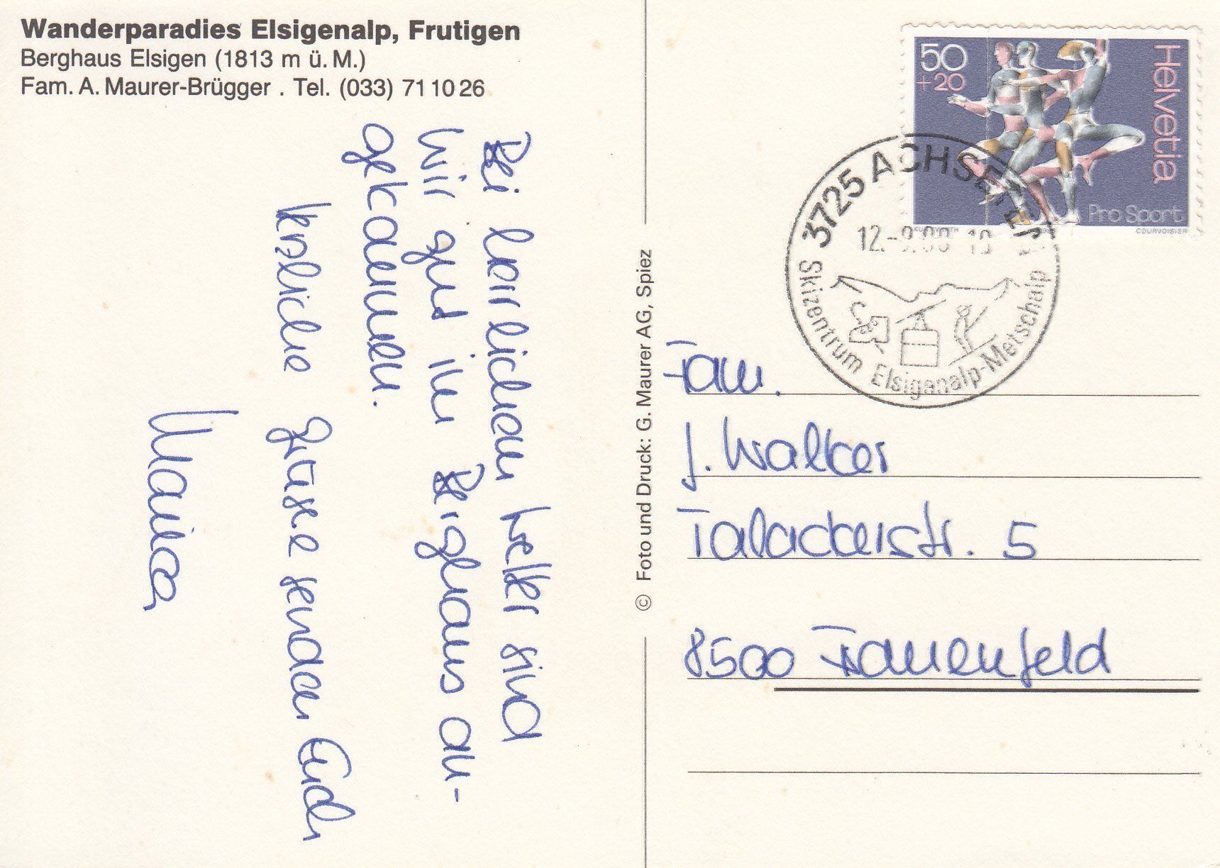 Cartoline postali: Elsigen 1988 – Usato da Bürglen TG venduto da StampGraf 1