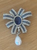 Luxus Elegante  Brosche Vintage Farbe: Silber/ Weiss/Blau