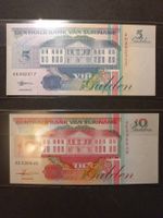 Suriname Banknoten, 5 und 10 Gulden, Top Zustand