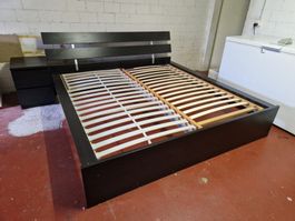 Doppelbett Ikea Hopen mit Nachttisch, dunkelbraun gebraucht