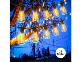 GLÜHBIRNEN LED LICHTERKETTE AUSSEN - 15 METER - 25+2 BIRNEN