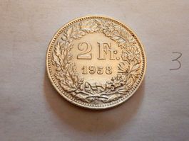 2 Franken 1958, Silber 835, 10gr., 27mm