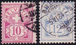 1882, Ziffer Nr. 55 + 56, gestempelt, auf weissem Papier.
