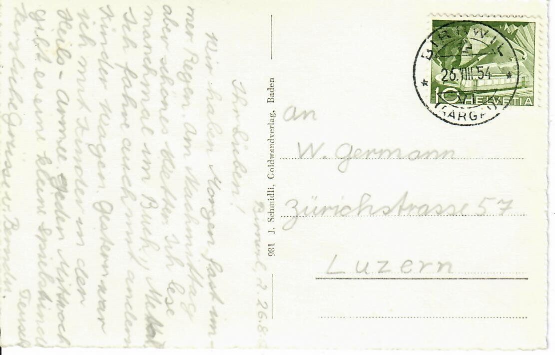 Cartes postales: Birrwil  1954 – D'occasion à Hochdorf par Ziegel-16 1