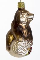 Weihnachtskugel - Glasornament "Bär auf Stamm"