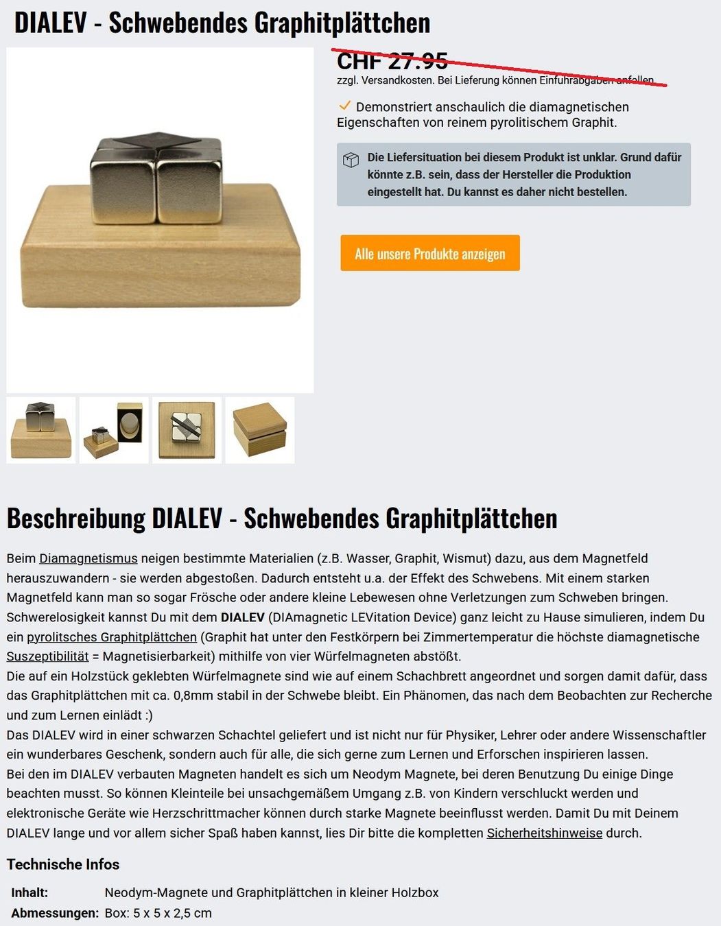 Magnets: Dialev (schwebendes Graphitblättchen) – Neuf avec emballage d'origine à Würenlos par Bargainsale 5