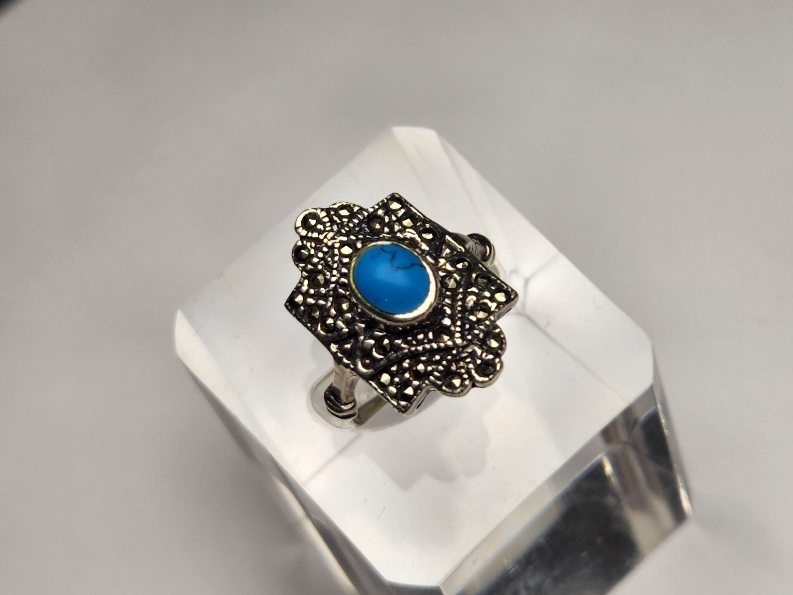 Anelli: Vintage Silber Ring mit Türkis Stein, Grösse 53 – Usato da St. Gallen venduto da GIULESGG 7