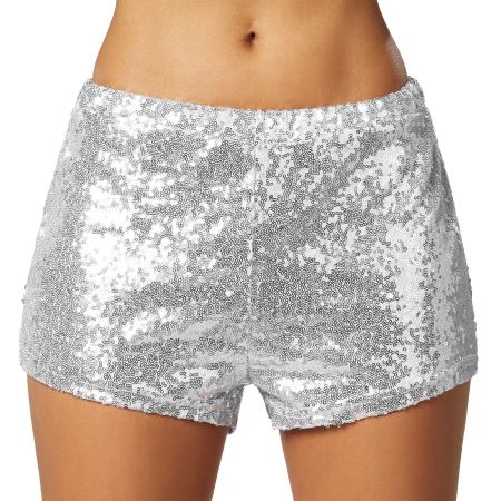 Pailletten-Shorts - silber, XXL