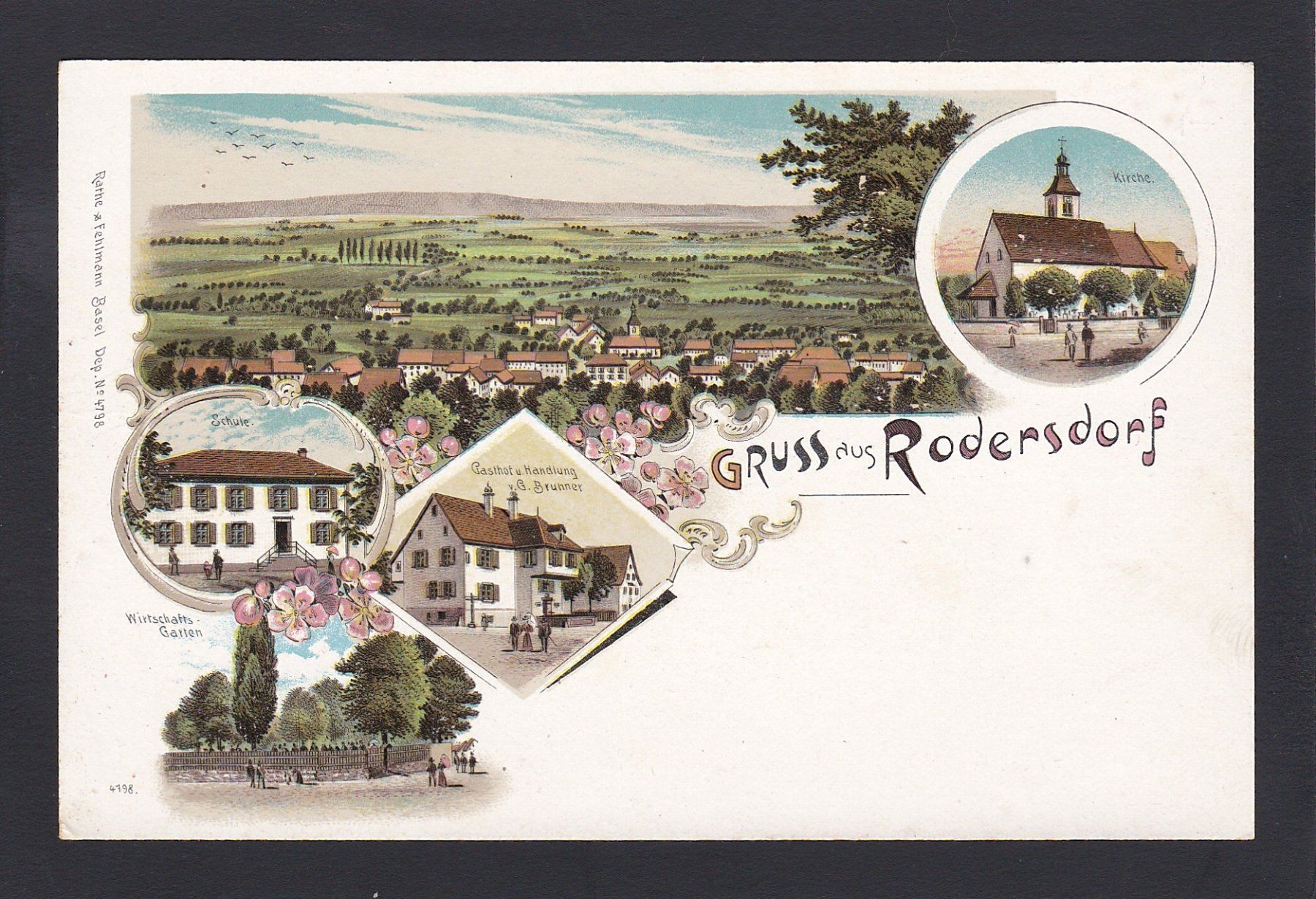 Cartoline postali: RODERSDORF 5-Bild Litho, um 1900 – Usato da Reiden venduto da cinfis