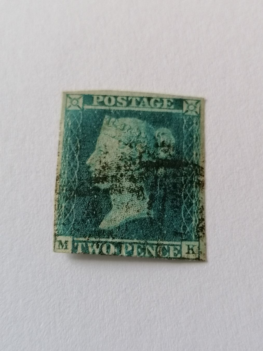 Alle Briefmarken: Two pence blue 1841, Platte 4  – Gebraucht aus Happerswil von tschergi