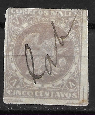 Alle Briefmarken: Kolumbien 1877: 5 Centavos lila – Gebraucht aus Zürich von Rainstamps