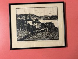 Holzschnitt Schloss Erlach Signiert, datiert 1927,gerahmt