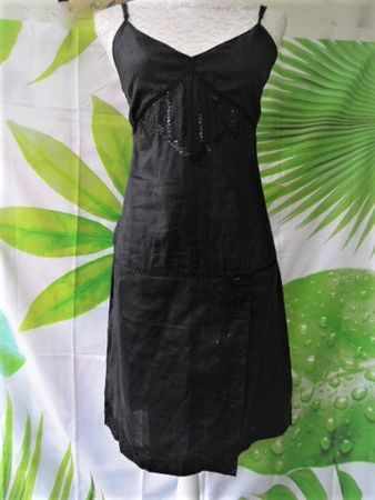 Gr. 36 / 38 s. Masse NAFNAF Kleid aus Ramie mit Pailletten