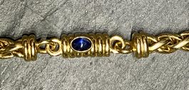 Collier à maillons en or jaune 18 carats avec saphir