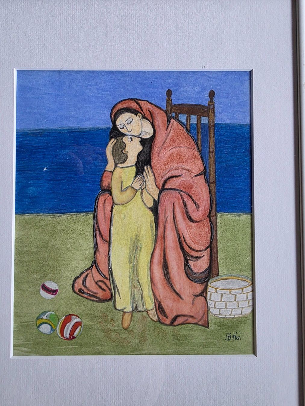 Gemälde: Bild - Frau mit Kind - Aquarell oder Farbstift Pablo Picasso – Gebraucht aus Walterswil BE von Lonitti 4