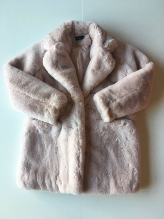 Manteau fausse fourrure rose poudré - M