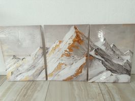 Grosses Wandbild 120x60 cm Bergidylle 3er Set mit Rahmen