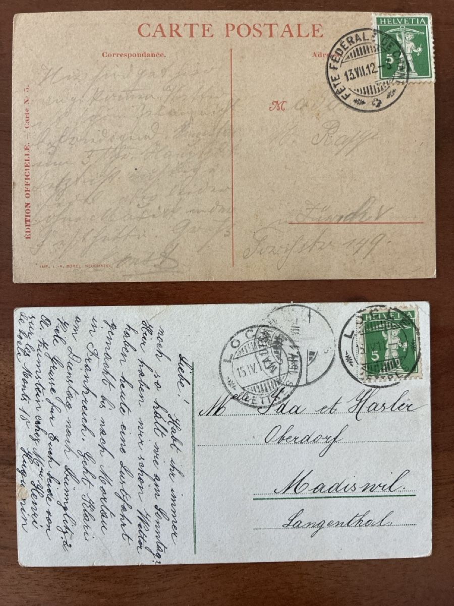 Cartoline postali: 8 Ansichtskarten Schweiz diverse vom Kanton Neuenburg  – Usato da Oftringen venduto da Cla.vD.74 1