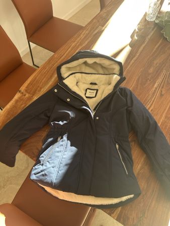 Hollister Winter Jacket Navy Blue Faux Fur Lined Size S