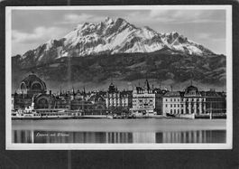 -Luzern mit Pilatus , Dampfschiff , 1930
