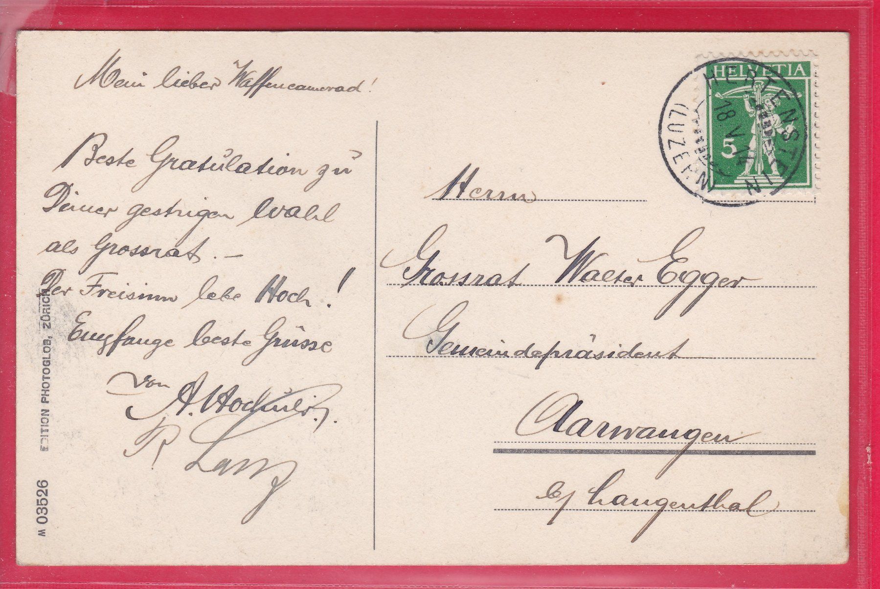 Cartoline postali: HOTEL PENSION HERTENSTEIN, 18.5.1914 – Usato da Oberrieden venduto da Gebirgsstelze 1