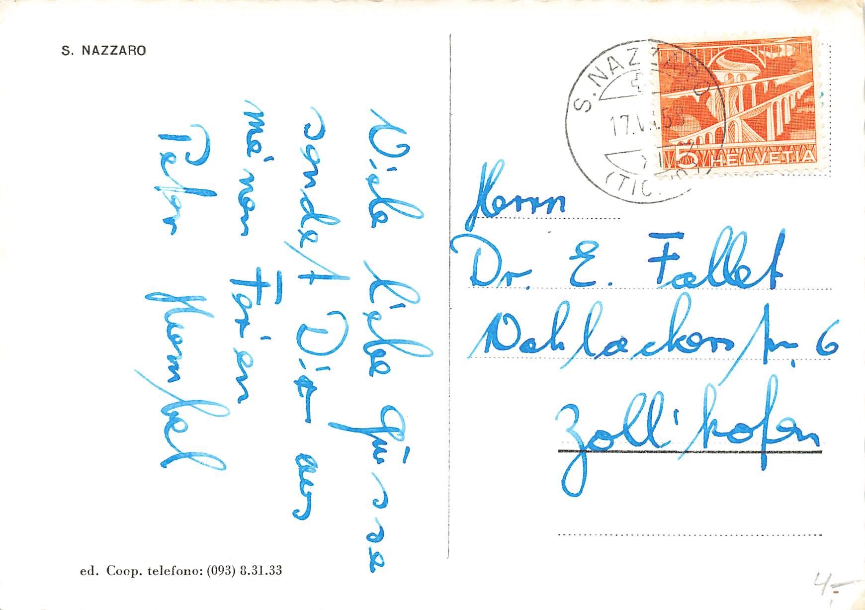 Cartoline postali: S. Nazzaro formato grande – Usato da Biasca venduto da Blenio71 1
