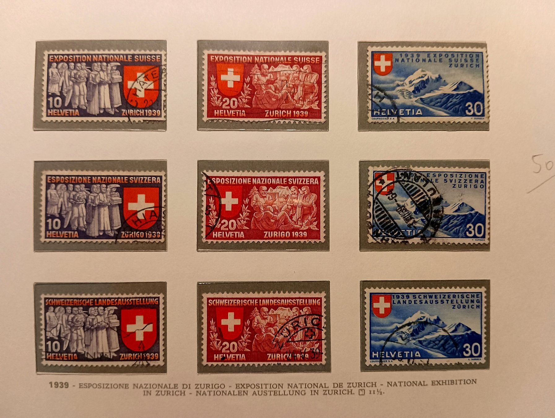 Tutti i francobolli: Exposition nationale 1939 Série complète – Usato da Mont-sur-Lausanne venduto da nic_lfp5