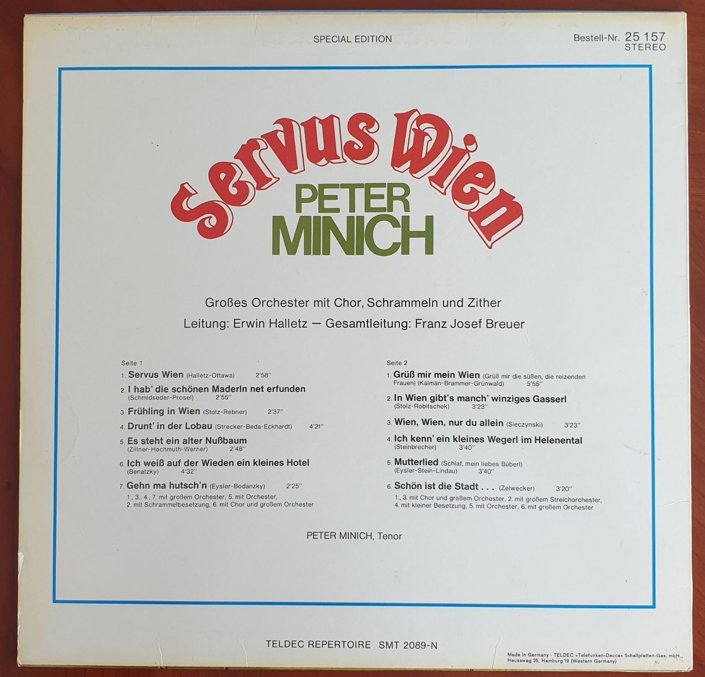 Dischi in vinile: Peter Minich - Servus Wien - LP Vinyl – Usato da Schindellegi venduto da Peter8834 1