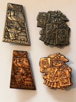 4 Basler Fasnacht Plaketten 1986/87 2 Silber 2 Kupfer
