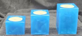 3er Set Teelichthalter Würfel, blau - tolle Dekoration!