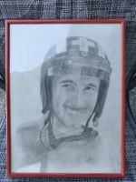 Bleistiftzeichnung Rennfahrer Jo Siffert