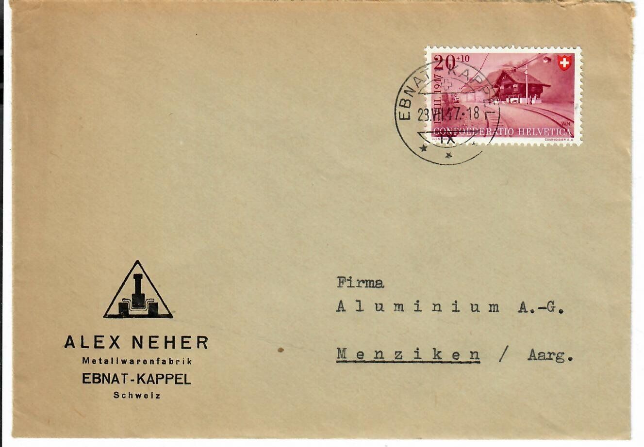 Tutti i francobolli: Brief, Ebnat Kappel  1947 – Usato da Hochdorf venduto da Ziegel-16
