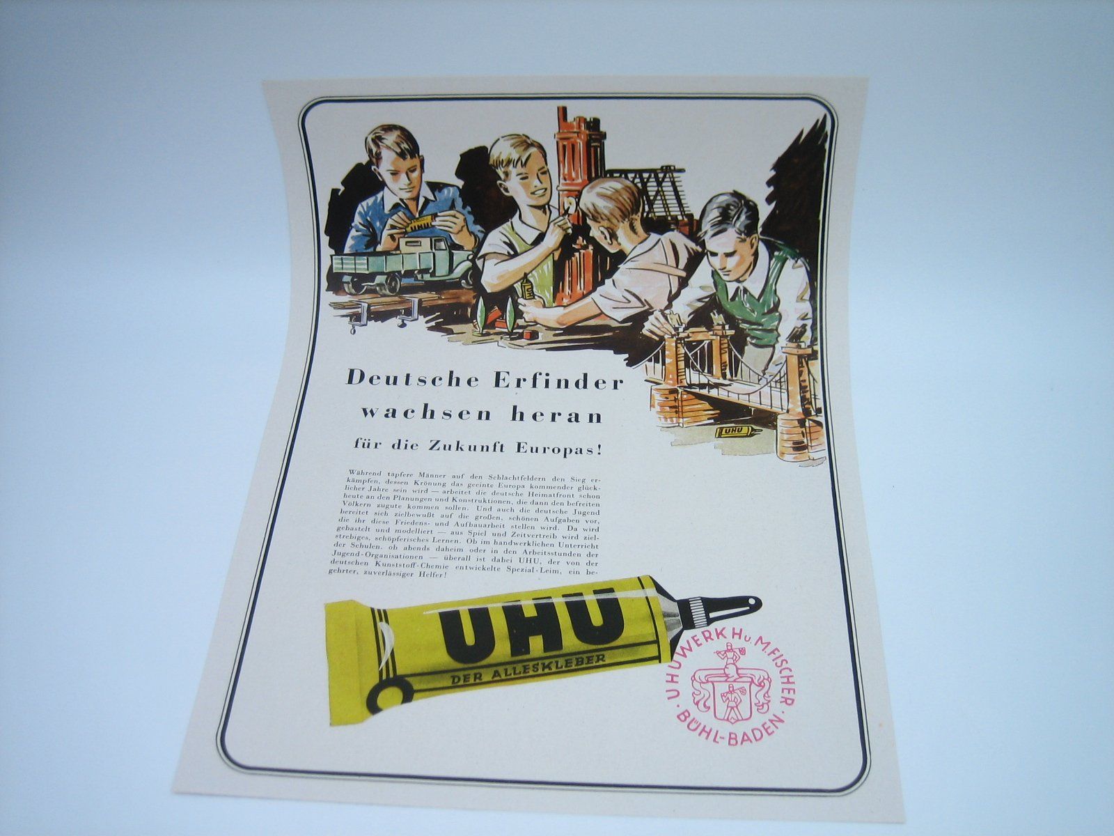 Foto & Immagini: UHU Der alles Kleber altes Werbeblatt – Usato da Zürich venduto da Tomi118