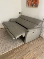 Echtleder-Sofa, elektrisch, hellgrau, 200x107x94, Relaxsofa