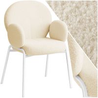 Armlehnstuhl Scandi Gepolstert Bouclé-Stoff Creme-Weiß