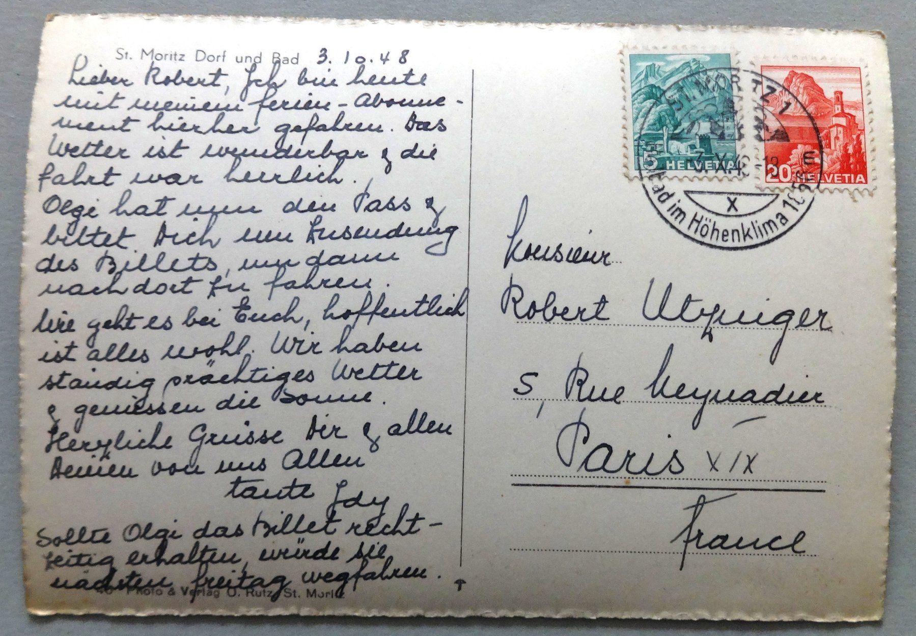 Cartes postales: St. Moritz Dorf und Bad – D'occasion à Fétigny par Billy2miny 1