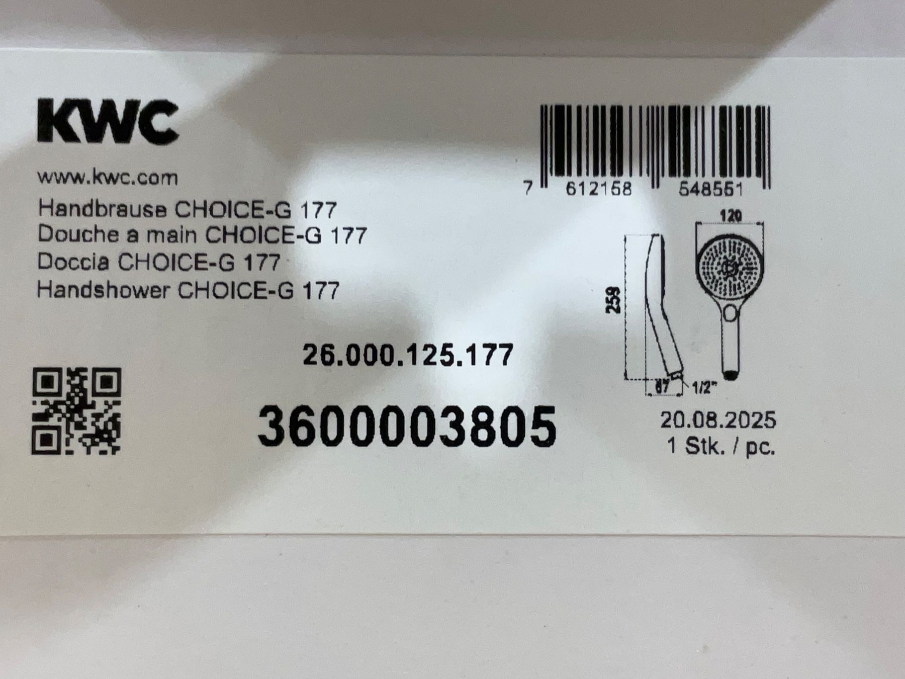 Kwc Duschbrausen: 576 KWC CHOICE-G Handbrause – Neu und originalverpackt aus Derendingen von Meisterstuecke 4