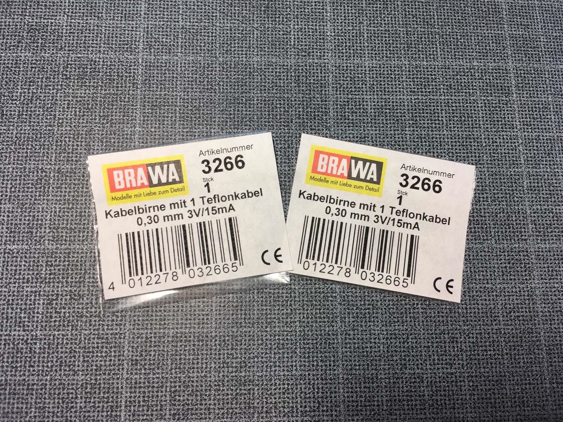 Brawa Modellini di ferrovie: BRAWA 6266:  2x Kabelbirne 3V/15mA – Nuovo e nell'imballaggio originale da Boppelsen venduto da Good4us2
