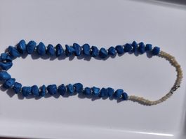 Blaue Splitterkette, Vintage Stil, Sommer Chic!