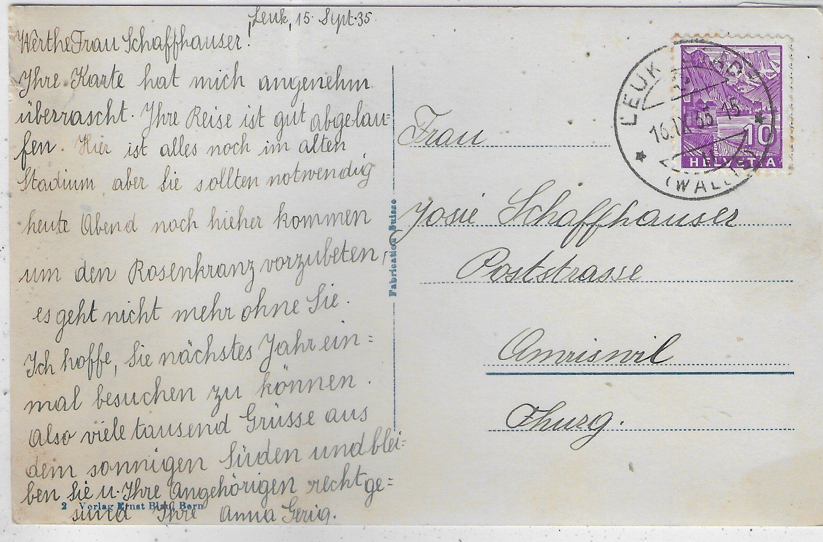 Cartoline postali: Leuk-Stadt - Generalansicht – Usato da Ettingen venduto da Kartenplanet 1