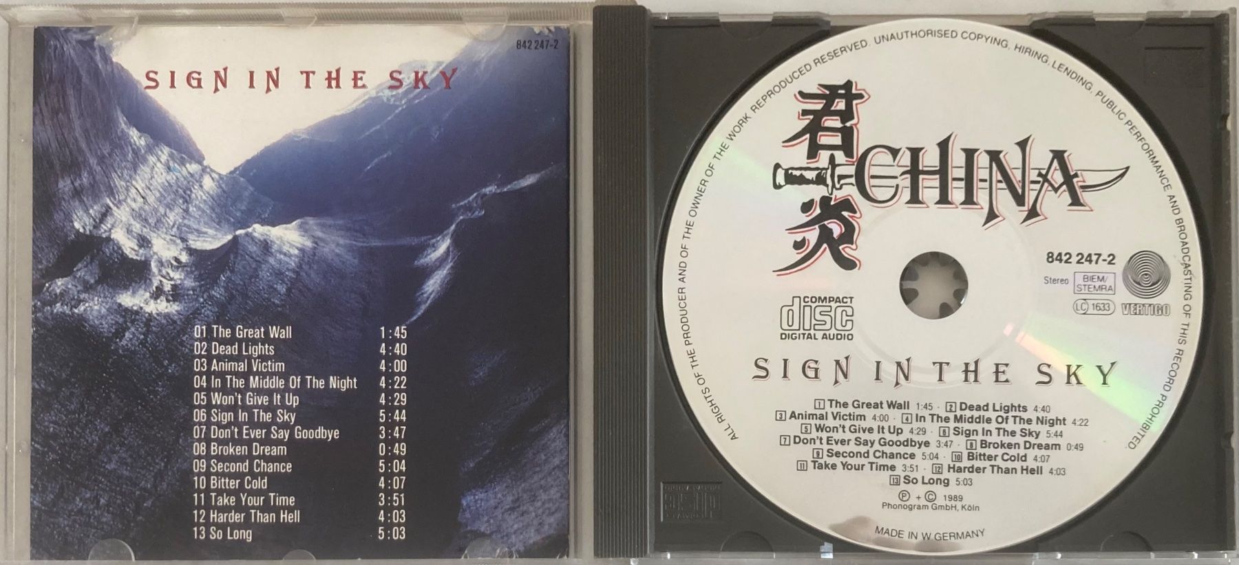 CD: CHINA - SIGN IN THE SKY – Usato da Poliez-Pittet venduto da Newtown-Records 2