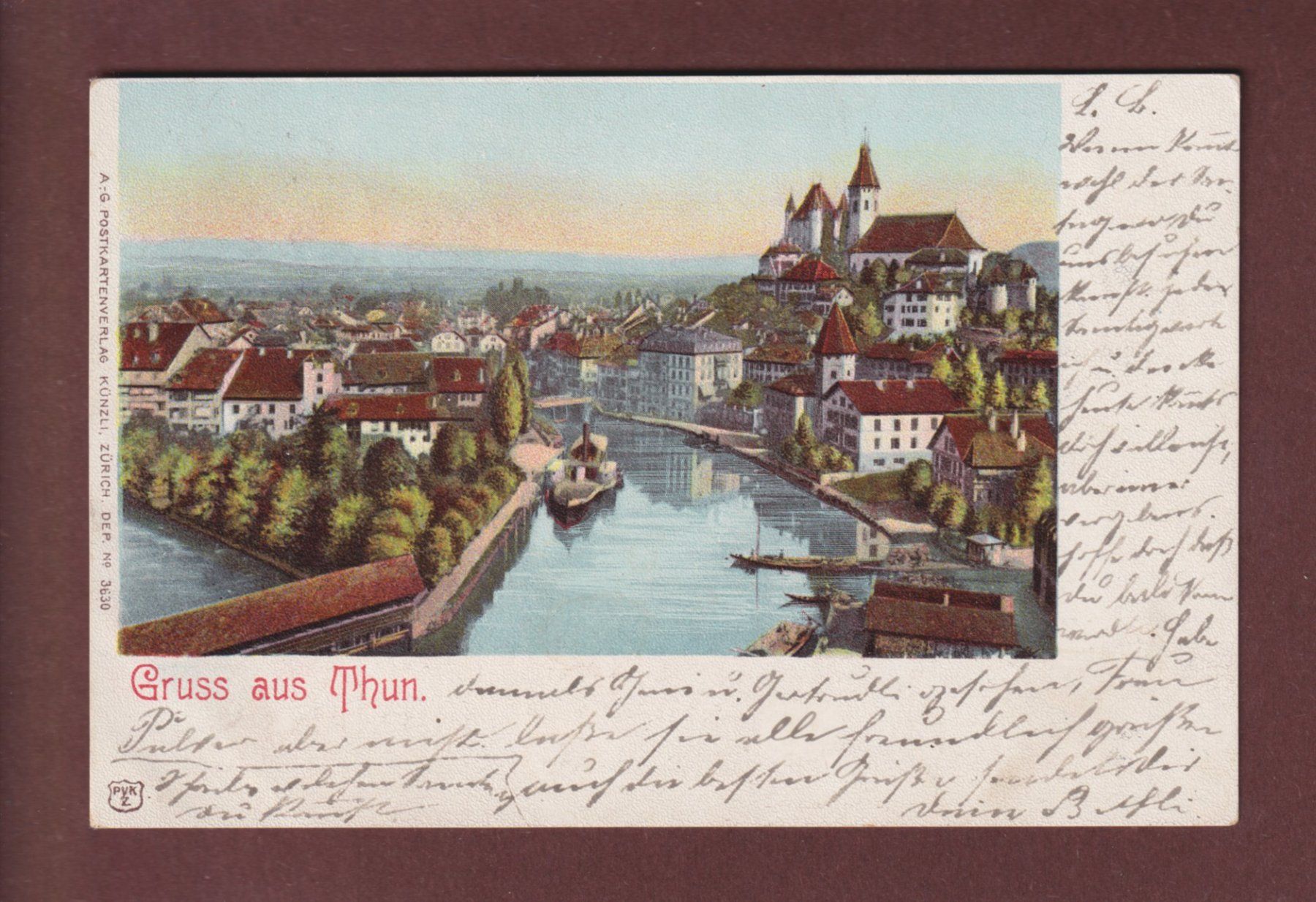 Ansichtskarten: Gruss aus THUN - 1902 – Gebraucht aus Pully von nicecards