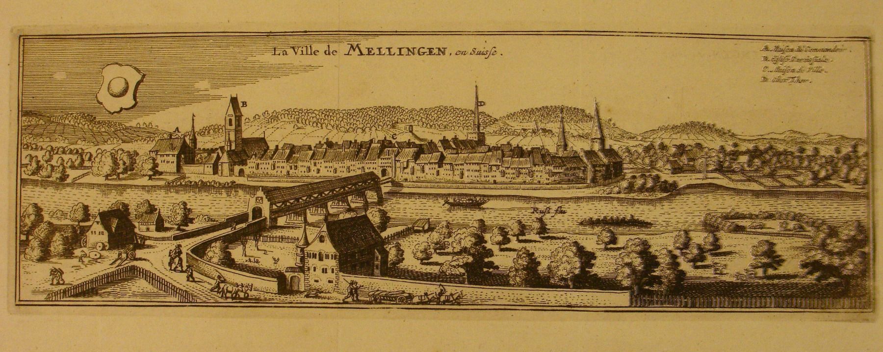 Incisioni: MELLINGEN, KUPFERSTICH 1723 – Usato da Grüningen venduto da Kartensammler 1