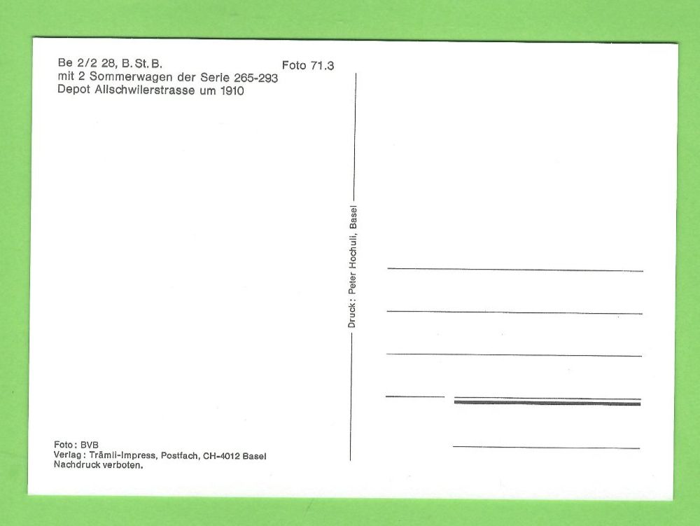 Cartoline postali: Basler Strassen Bahn mit 2 Sommerwagen – Usato da Zürich venduto da t24_de 1