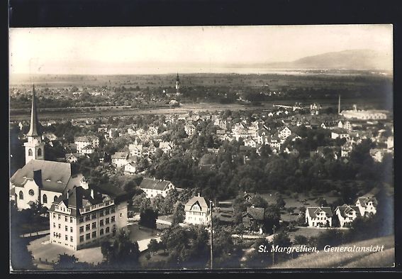 Cartoline postali: St. Margrethen, Teilansicht mit Kirche – Usato da Berlin venduto da bartko-reher